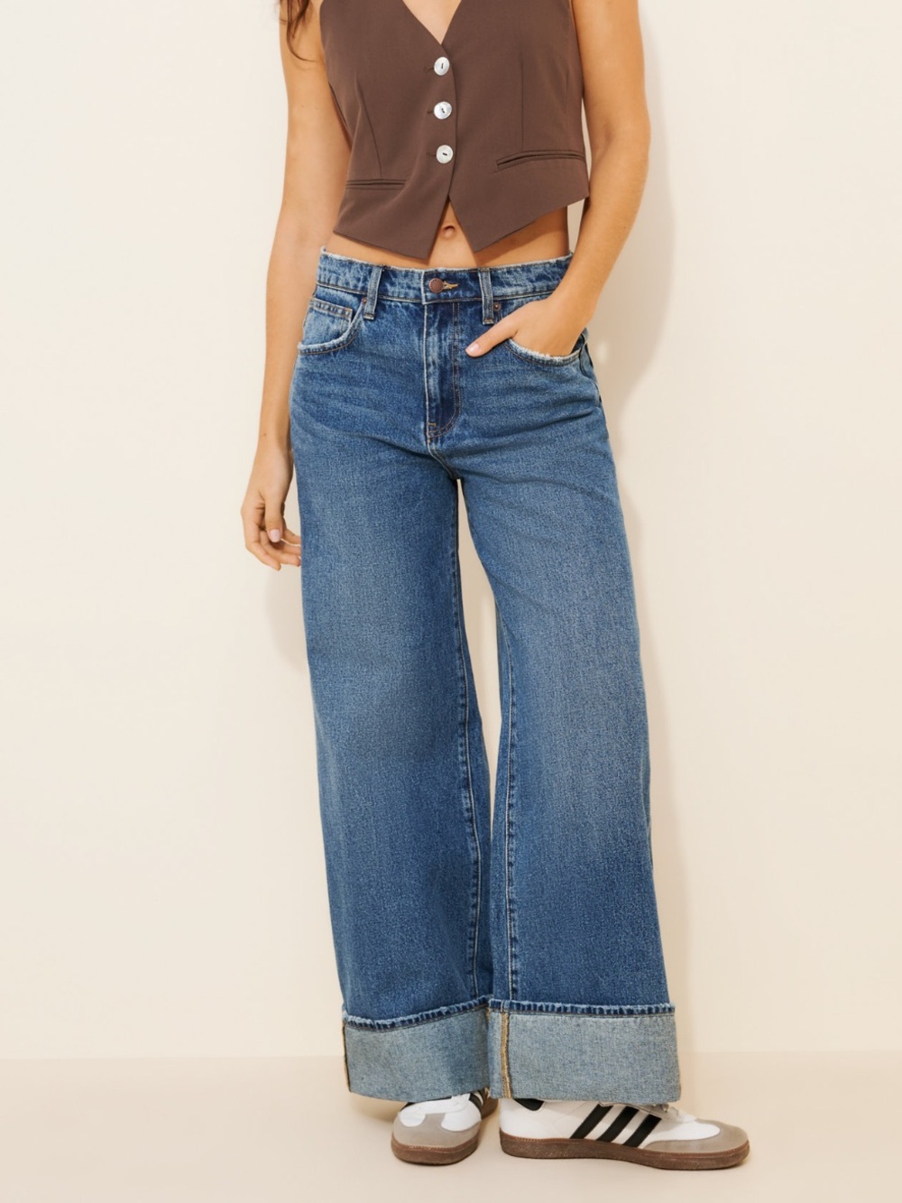 Anthropologie Oliver Logan Parker Baggy Slouch Wide Leg Cuffed Women’s Jeans